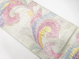 唐花模様織り出し　全通振袖用袋帯